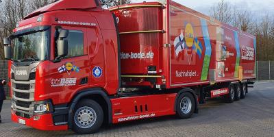 Scania R 450 Hybrid Oberleitungs-Lkw der Spedition Bode