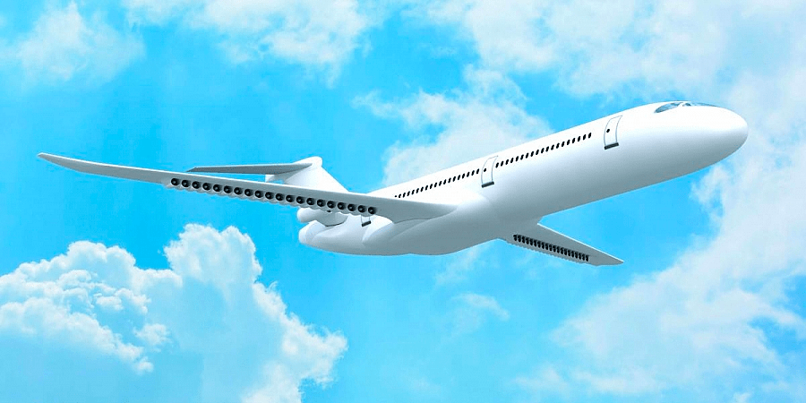 Hybrid flugzeug hybrid aircraft symbolbild min