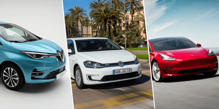 Renault zoe vw e golf tesla model collage min
