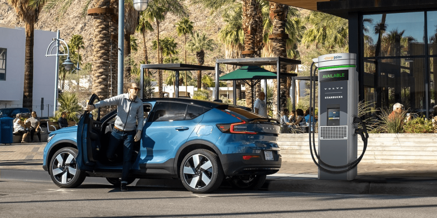 Volvo c recharge pure electric chargepoint ladestation charging station usa min