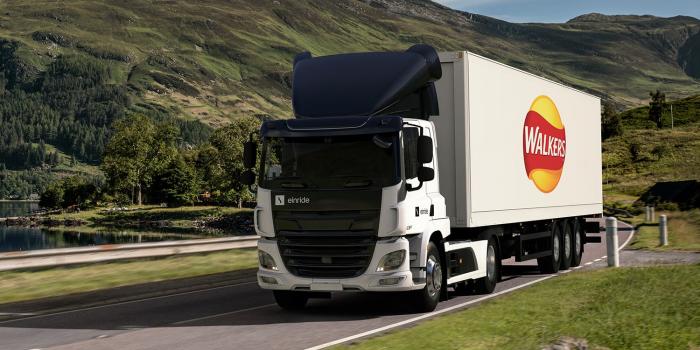 Daf trucks cf electric e lkw electric truck einride frito lay pepsico walkers min