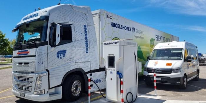 E lkw electric truck ladestation charging station hugelshofer min
