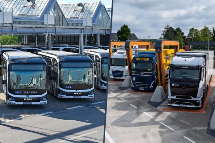 Man elektrobus electric bus milence ladestation charging station e lkw electric truck collage min