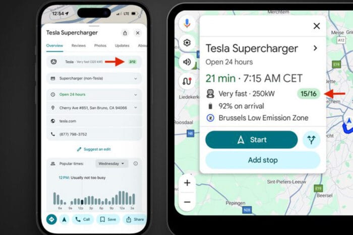 Tesla supercharger google maps