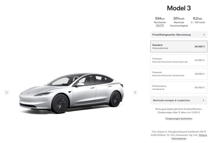 Tesla model standard deutschland