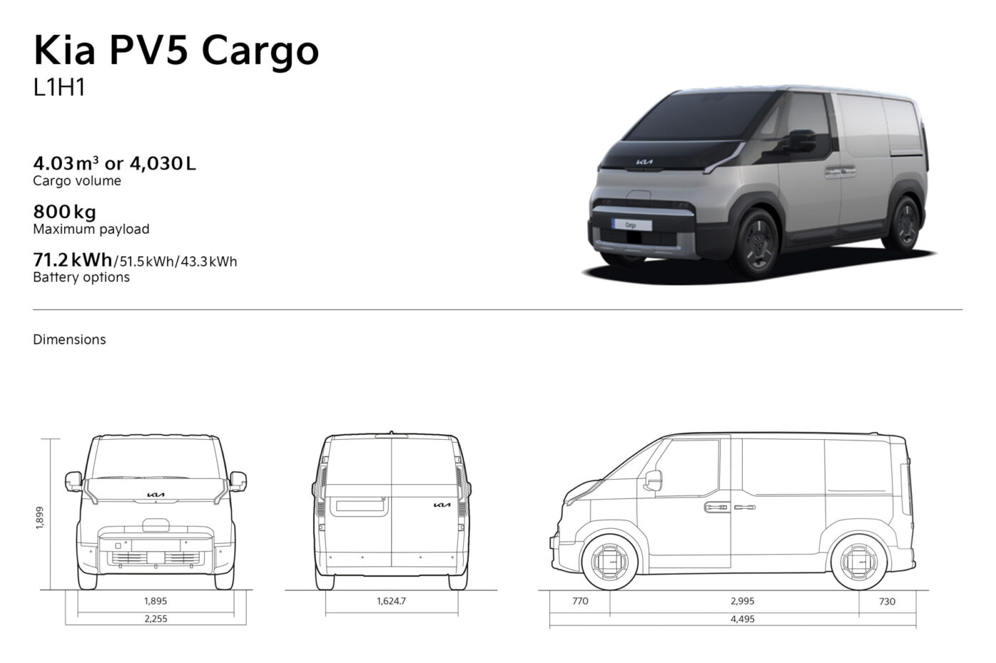 Kia pv5 cargo l1h1