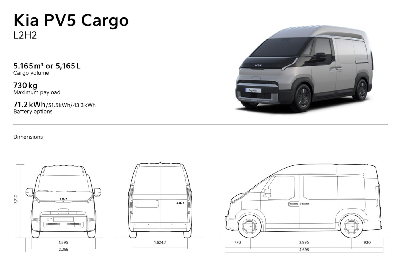 Kia pv5 cargo l2h2