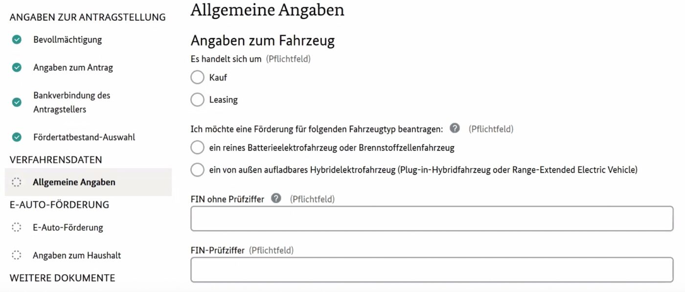 Antragsstecke e auto foerderung